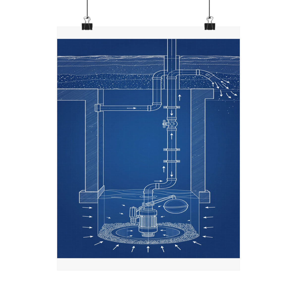 Sump Pump Blueprint Poster