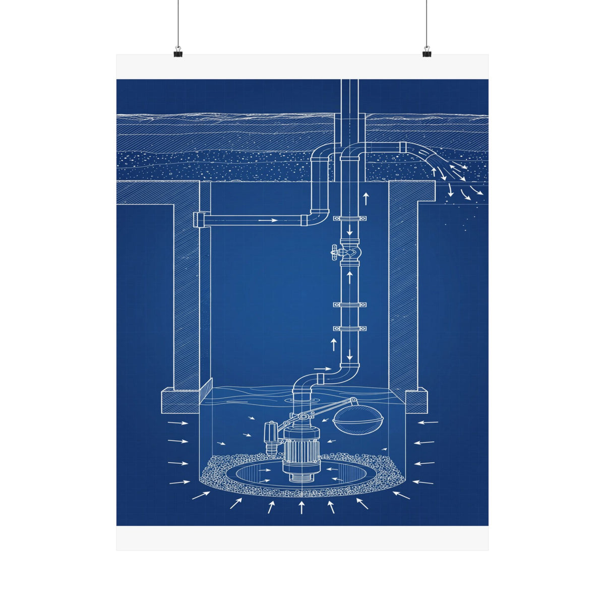 Sump Pump Blueprint Poster