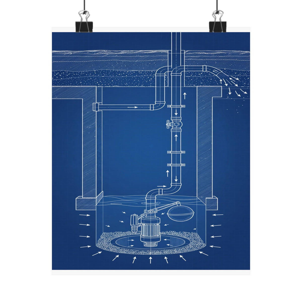 Sump Pump Blueprint Poster