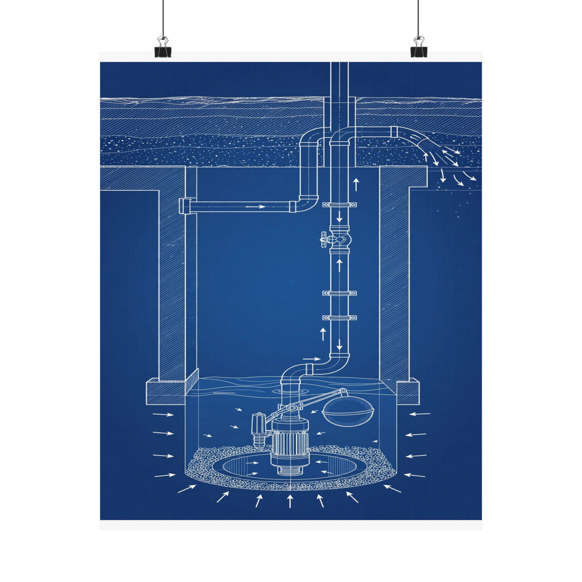 Sump Pump Blueprint Poster