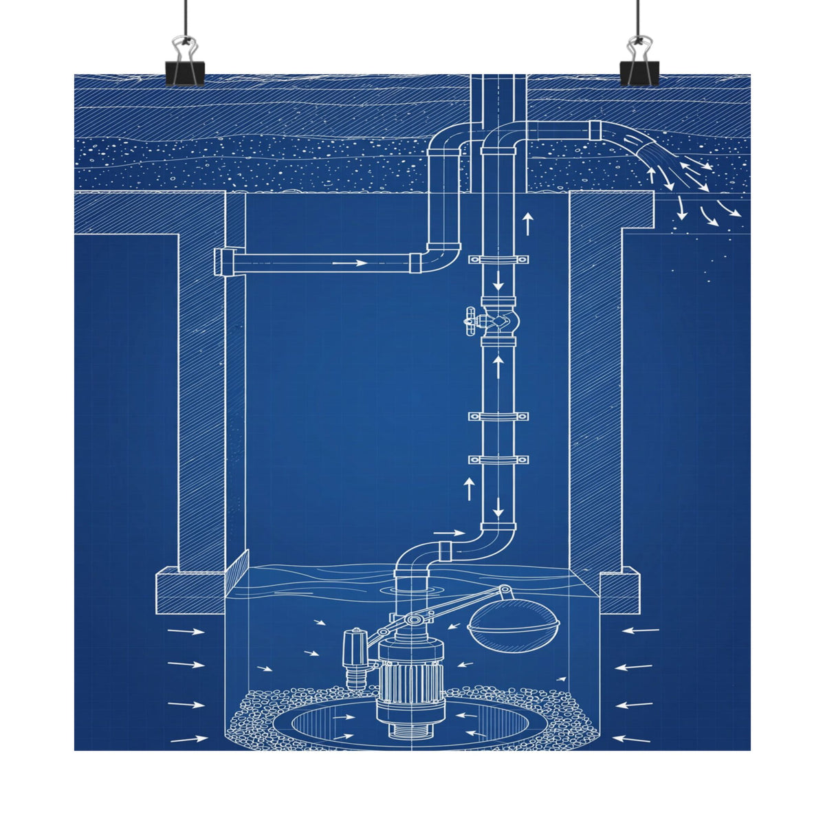 Sump Pump Blueprint Poster