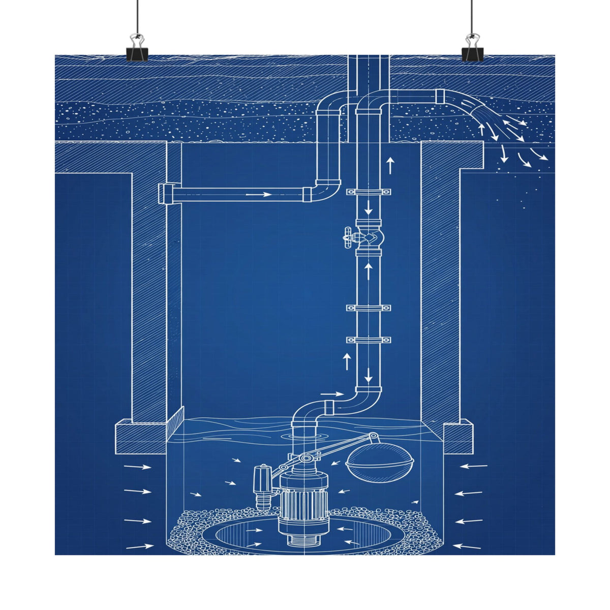 Sump Pump Blueprint Poster