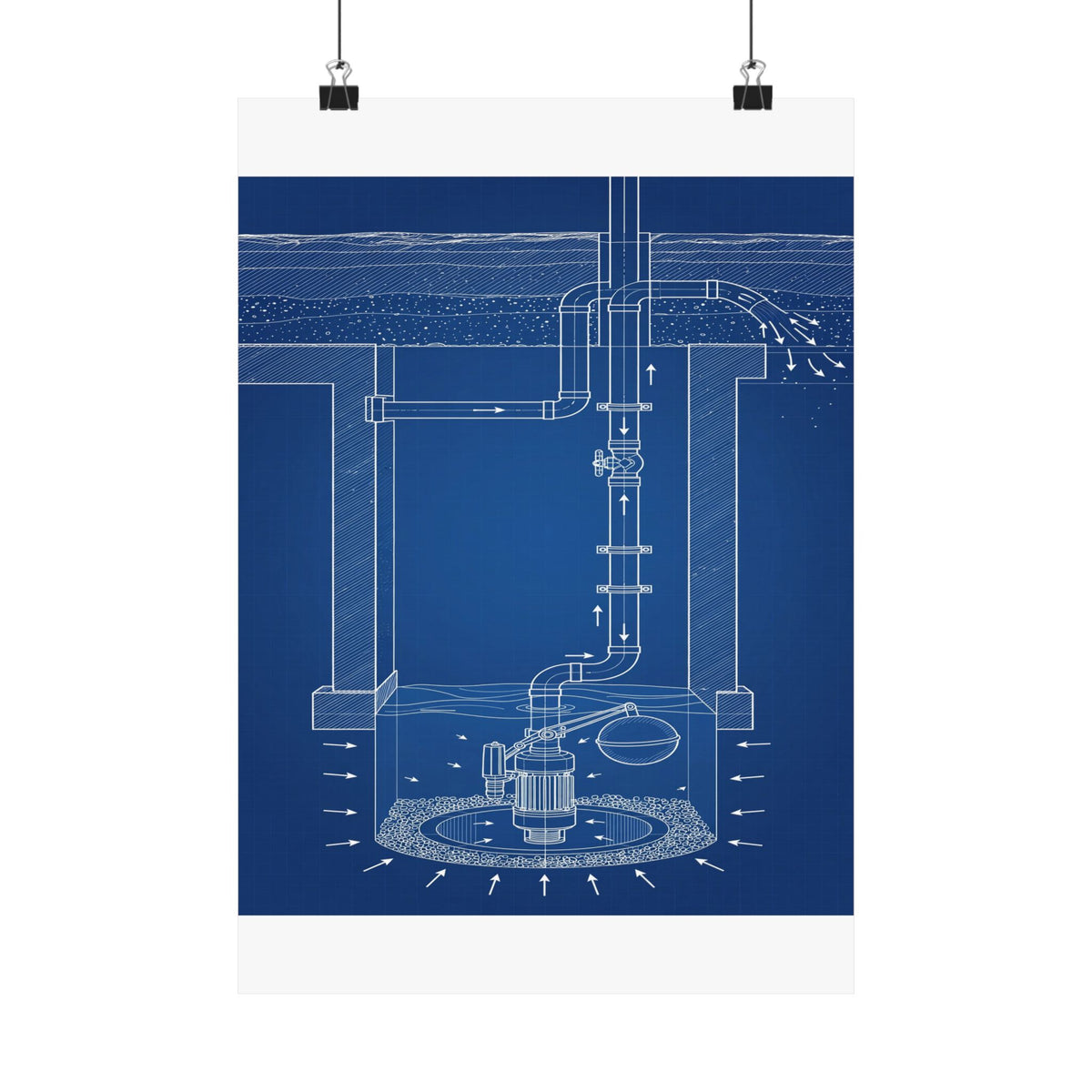 Sump Pump Blueprint Poster