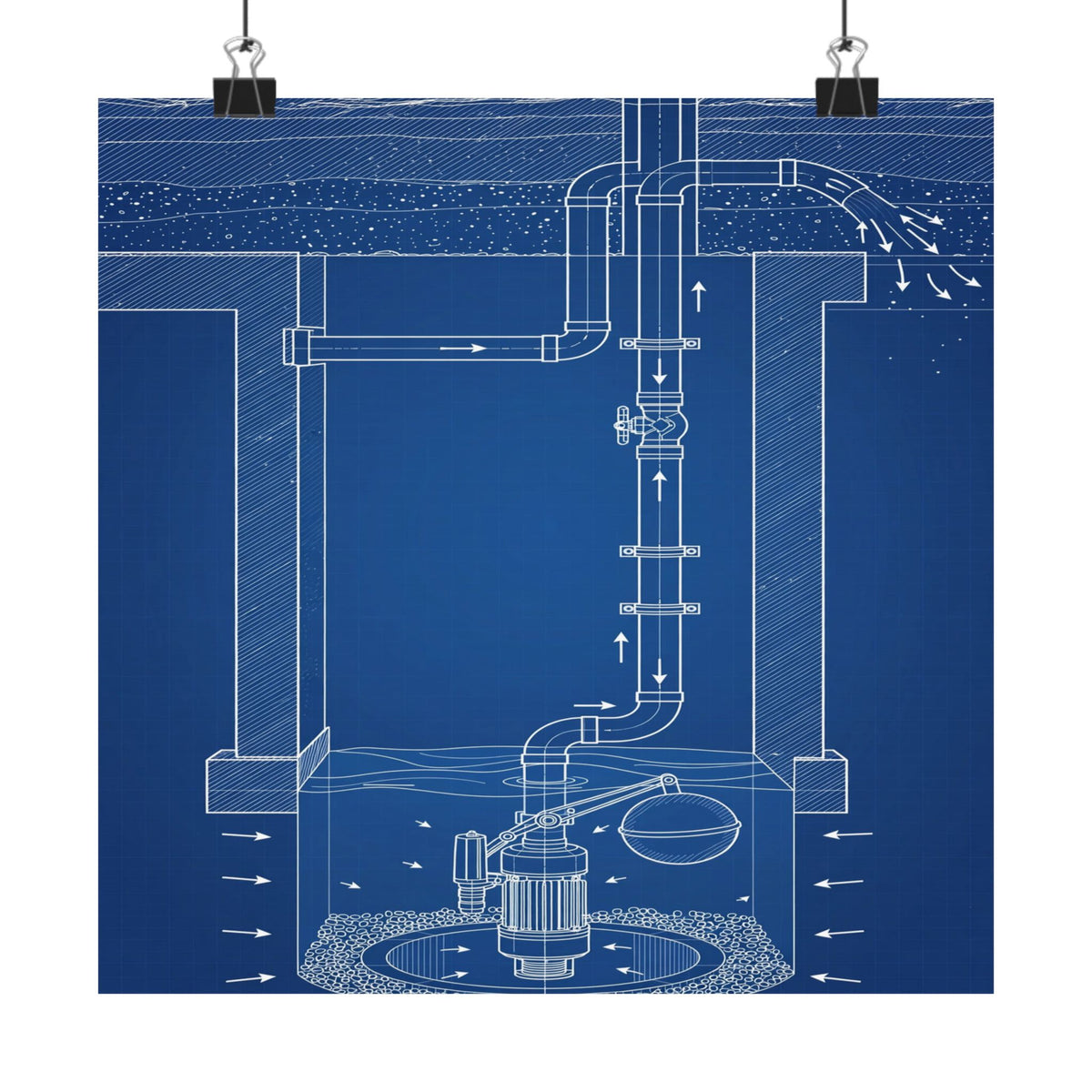 Sump Pump Blueprint Poster