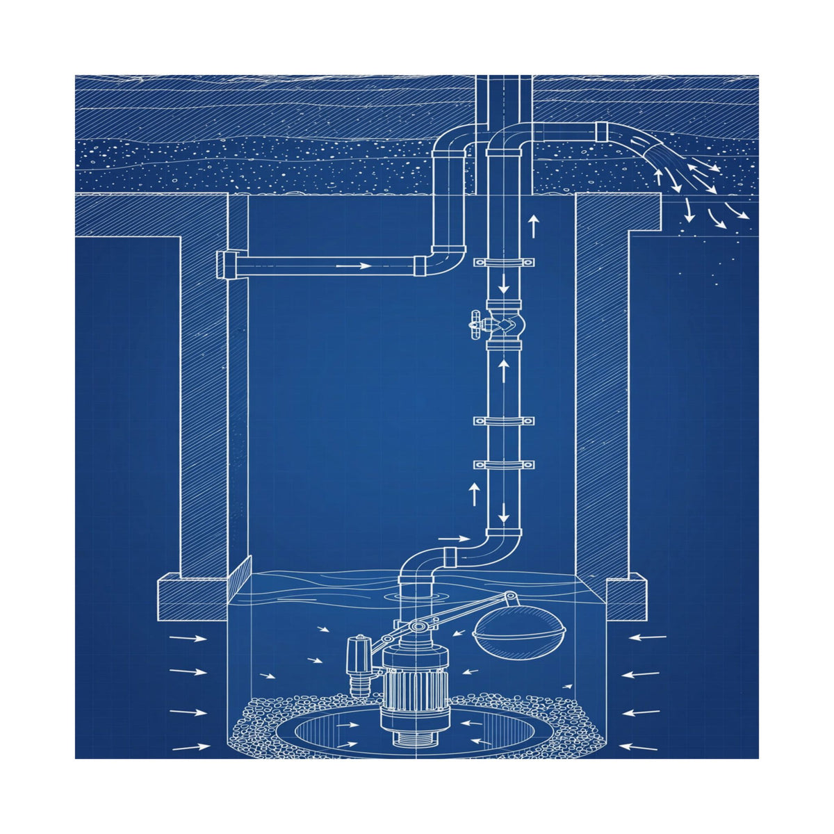 Sump Pump Blueprint Poster