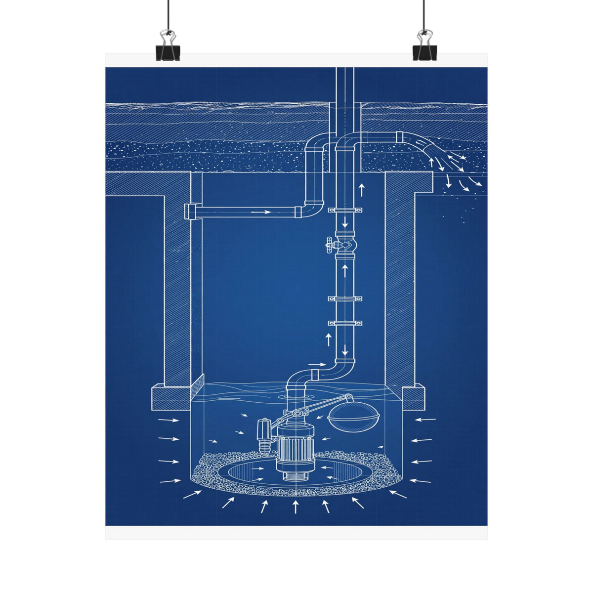 Sump Pump Blueprint Poster