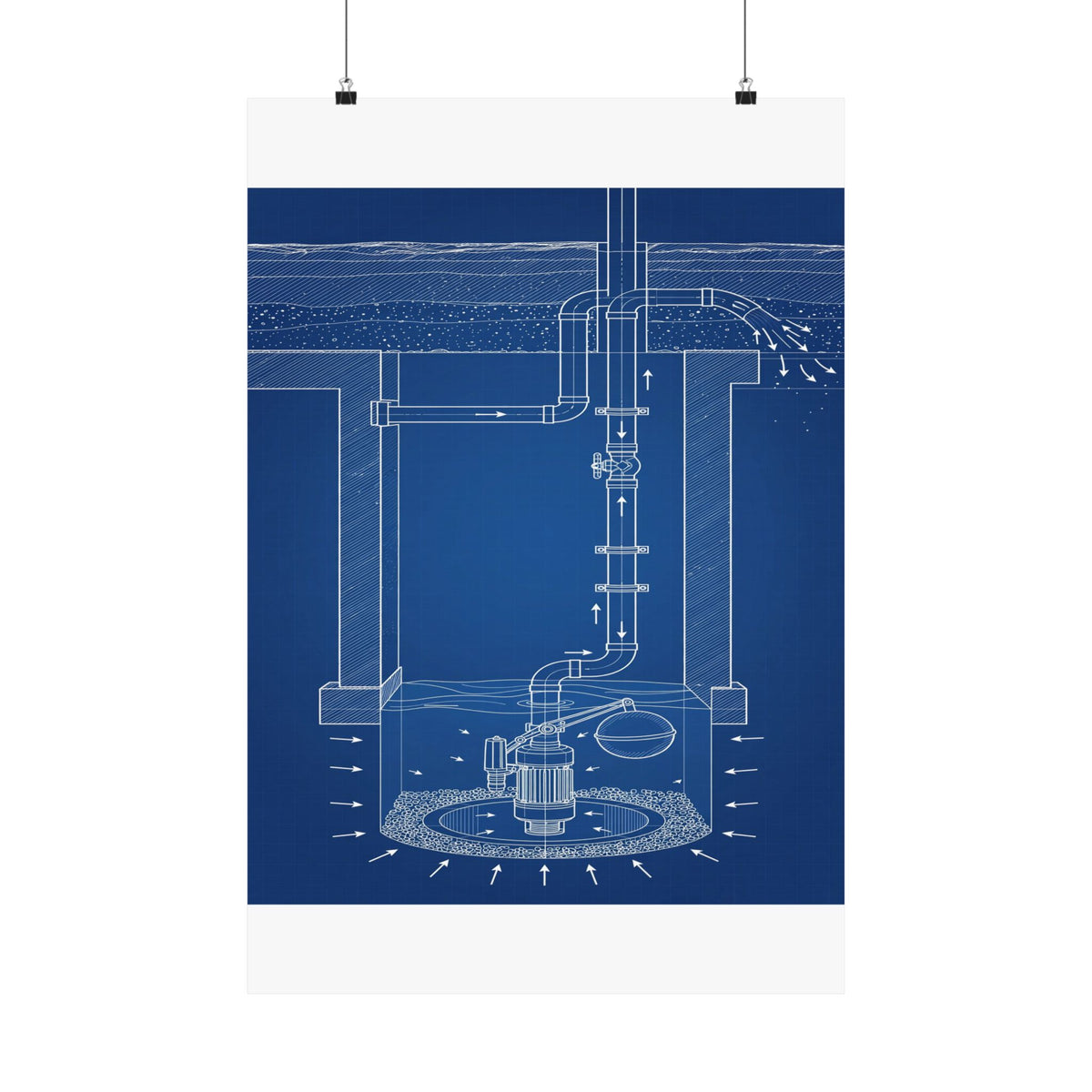Sump Pump Blueprint Poster