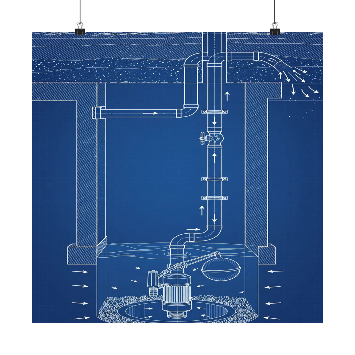 Sump Pump Blueprint Poster