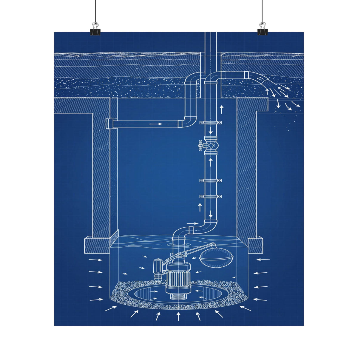 Sump Pump Blueprint Poster