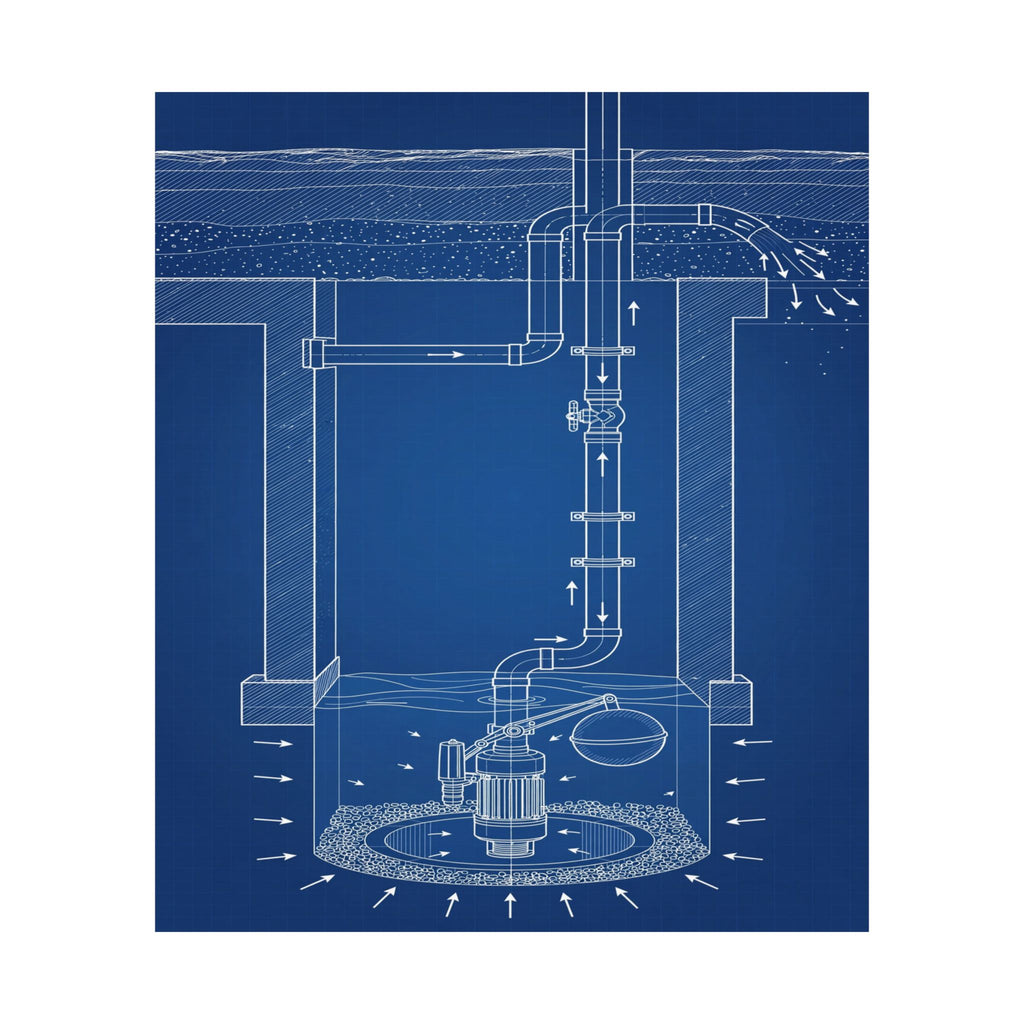 Sump Pump Blueprint Poster