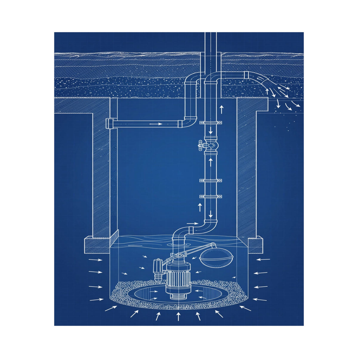 Sump Pump Blueprint Poster