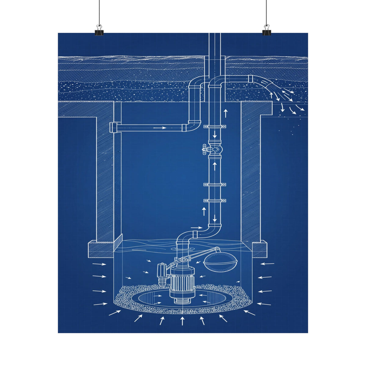 Sump Pump Blueprint Poster