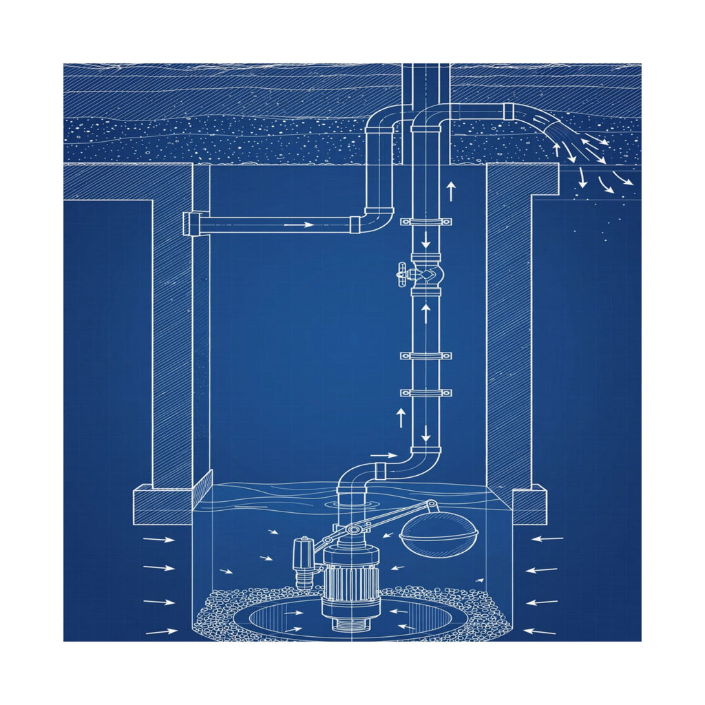 Sump Pump Blueprint Poster