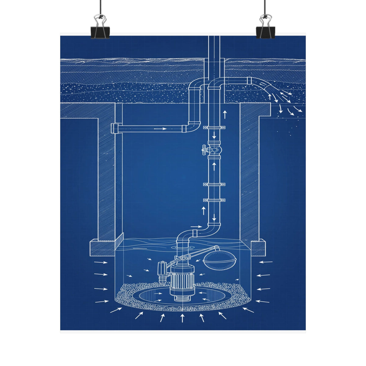 Sump Pump Blueprint Poster
