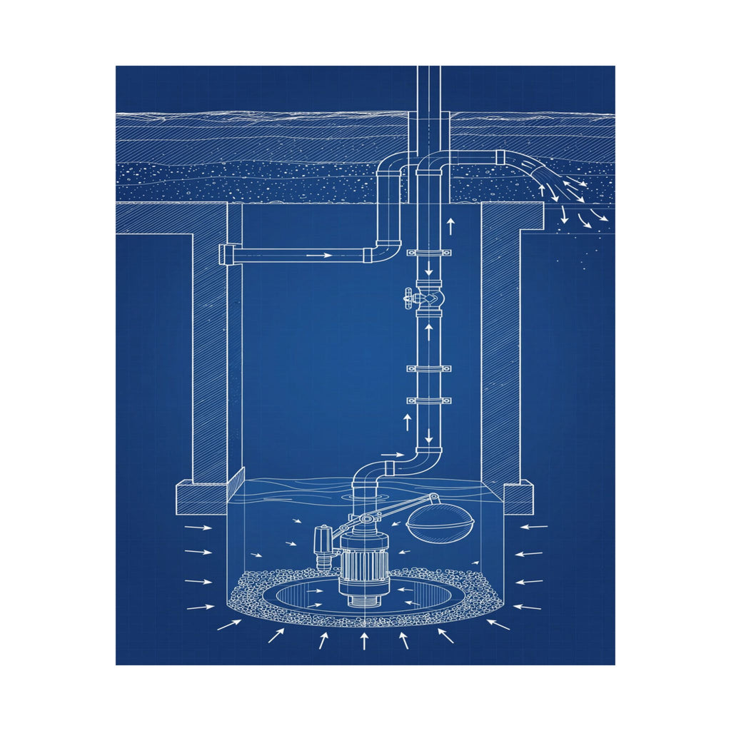 Sump Pump Blueprint Poster
