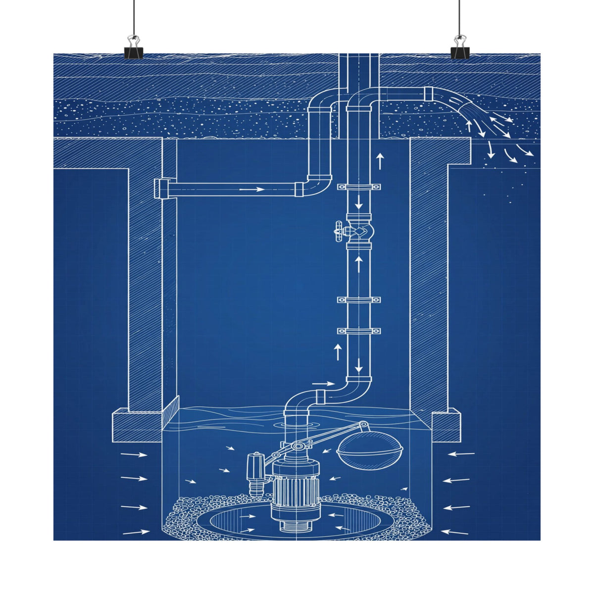 Sump Pump Blueprint Poster